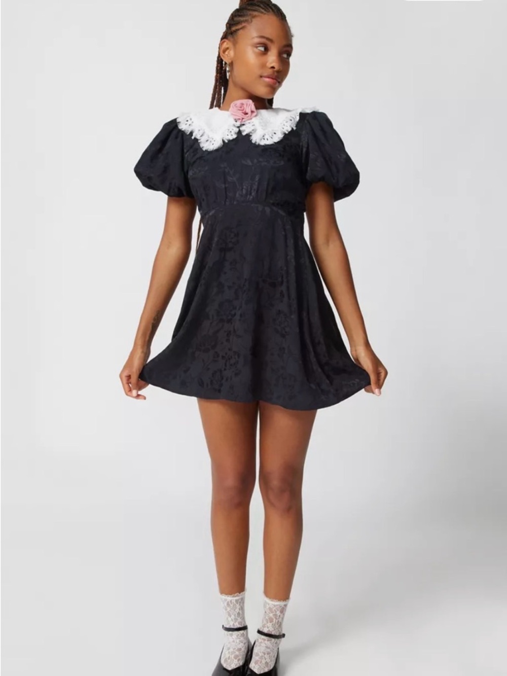 For Love & Lemons Yasmin Collared Floral Mini Dress